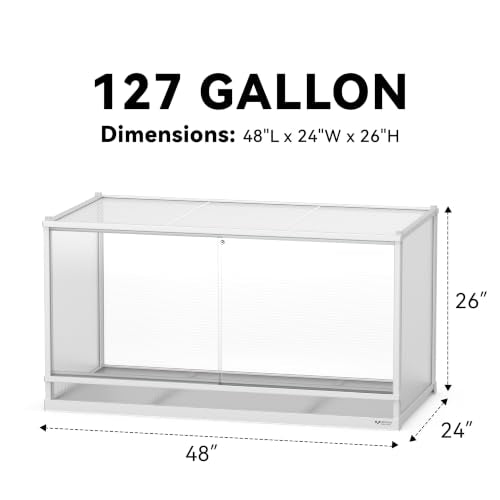 127 Gallon Reptile Tank, 48" x 24" x 26" Barded Dragon Tank Reptile Enclosure for Easy Maintenance, Top Screen Ventilation & Sliding Door - size: 48x24x26'' 127 Gallon