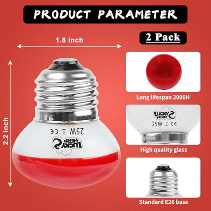 LUCKY HERP Infrared Heat Lamp, 25W Reptile Heat Lamp 2 Pack Red Heat Lamp Bulbs, Infrared Basking Spot Heat Light Bulb, Amphibians Heat Lamp Bulbs for Reptile, Geckos, Snakes, Lizard, Turtle - color: 25-r