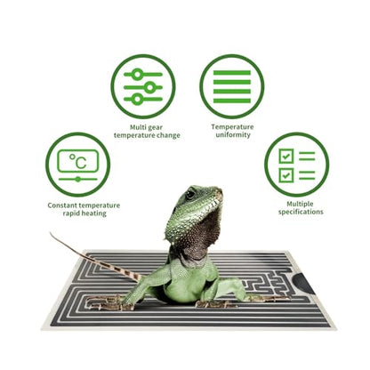 1pcs AC200~240V 5-20W Reptiles Heating Mat Climbing Pet Warm Pads Adjustable With Temperature Controller(20W 28X42cm) - size: 20W 28X42cm