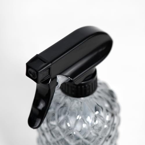 12Oz Glass Plant Spray Bottle, Gem Pattern Glass Sprayer, Watering Can with Black Plastic Top Pump, Handheld Watering Can for Indoor Outdoor Potted Plants and Greenery (Grey) - color: Gray
