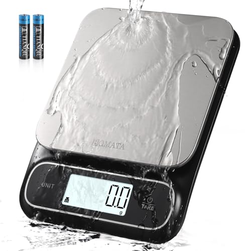 BOMATA Waterproof IPX6 Kitchen Scale with 0.1 g/0.01 oz High Precision | 5 kg/11 lbs, Digital Scale with Backlight, Stainless Steel Weighing Platform, for Food, Cooking,Baking,Weight Loss B619 Black - color: Black