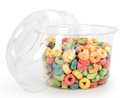 Golden Apple, 16oz. Ultra Clear Recycled PET Plastic Round Deli Container and Dome Lid Combo - 20sets - size: 16oz & Dome lids