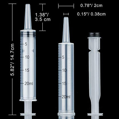 10 Pack Plastic Syringe Liquid Measuring Syringes Without Needle for Epoxy Resin, Craft, Scientific Labs, Feeding Pets Animals, Oil or Glue Applicator (20 ML) - size: 20 ML