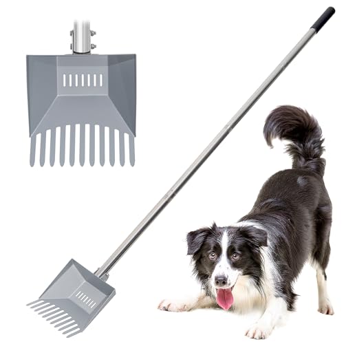 Heavy Duty Pooper Scooper 66in Tempered Spring Steel Scoop Long Stainless Steel Handle Dog Pooper Scooper for Large Dogs Outdoor Pet Waste Removal Shovel | Long Stainless Steel Handle Dog Pooper Scooper for Large Dogs Outdoor Pet Waste Removal Shovel