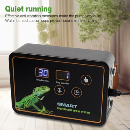 Reptile, Automatic Smart Misting System with Timer and 360 Adjustable Nozzles, for Reptile Terrariums Rainforest Plants Chameleons Frogs (US Plug)