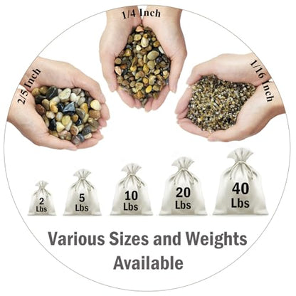 FANTIAN 2 lbs Aquarium Gravel, 1/4 inch Pea Gravel for Fish Tank | Natural Pebbles River Rocks for Plants, Succulent, Vase, Pond, Outdoor Landscaping, Drainage, Terrarium, Safe for Fish - size: 1/4 Inch