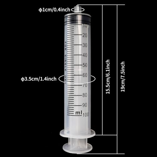 2pcs 100ml Plastic Syringes with 2pcs 47in Flexible Tubing and Luer Tips | Individually Sterile Packed,for Measuring,Feeding,Refilling,Watering, Filtration and Laboratory Applications without Needles