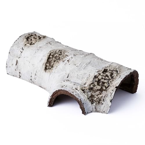 Natural Reptile Hide Basking Platform, Hideout Decor for Aquarium, Fish Tank, Bearded Dragon, Gecko, Shrimp, Betta (Glow-in-the-Dark Birch Tree Hiding Cave, Medium) - color: Glow-in-the-Dark Birch Tree Hiding Cave, size: Medium