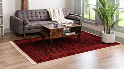 Unique Loom Tekke Collection Area Rug - Sheibani (5' 3" x 8' Rectangle, Red/ Black) - size: 5'3" x 8' (Rectangular)