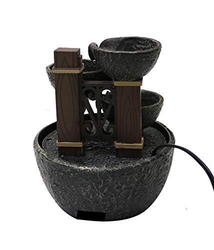 Nature's Mark 7" H Tiered Rock Bowl Tabletop Water Fountain with Natural River Rocks (Power Cord Attached)
