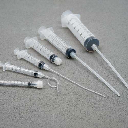 3ml Luer Lock Syringe with Cap and Soft Plastic Tube, 10 Pack | Suitable for Pet Liquids Feeding, Individually Wrapped - size: 3ml - 2.0mm Tube