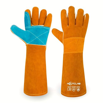 17.7In Cat Gloves, Animal Handling Gloves Bite Proof with Double Leather Pet Grooming for Cats & Dogs - size: Large