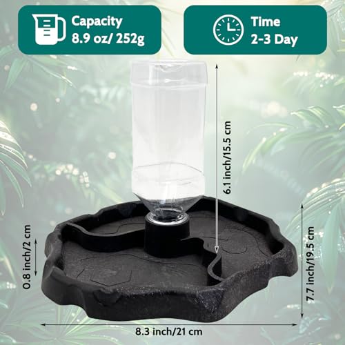 9oz Reptile Water Bottle, Turtle Food and Water Bowl Automatic Feeders Waterer Tortoise Dispenser Bottle Feeding Dish for Lizard Chameleon - color: Black