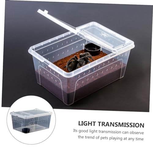 NOLITOY Transparent Reptile Feeding Box Set Durable Breeding Container for Snakes Lizards and Pets Easy to Clean with Breathable for Transport and Habitat Use