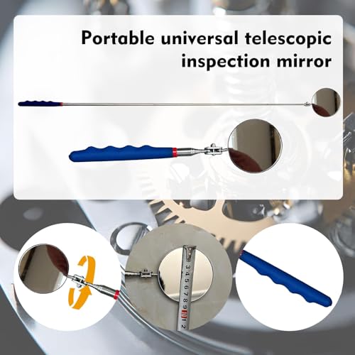 Telescoping Inspection Mirror mechanics Tool Set - 360 Swivel for Extra Viewing Dead Angle, Line of Sight Obstacle Area