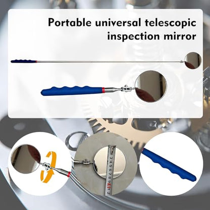 Telescoping Inspection Mirror mechanics Tool Set - 360 Swivel for Extra Viewing Dead Angle, Line of Sight Obstacle Area