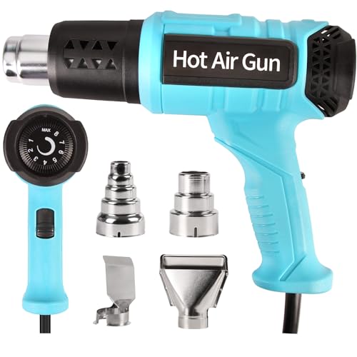 LDK Heat Gun, Heavy Duty Heating Gun Variable Temperature Control | 1.5s Fast Heating 140°F~1100°F Hot Air Gun Kit with 4 Nozzles for Crafting Shrink Tubing Vinyl Wrap - color: Blue 2000w