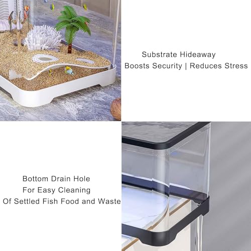 Aquarium Starter Kits, Desktop Small Acrylic Fish Tank,Silent & Self Cleaning Aquarium Tank, Modern Compact Transparent Tank for Betta Shrimp Goldfis-h(Small) - color: Small