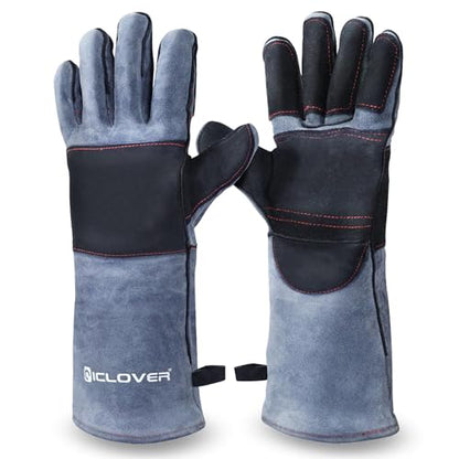 IC ICLOVER Animal Handling Gloves, Snake Bite Proof Gloves, Double Leather | Cat, Dog Training, Bird, Falconry, Snake Reptile Handling, Animal Control, Reinforced Palm Padded, Anti Bite Scratch Gloves - color: L -16inch