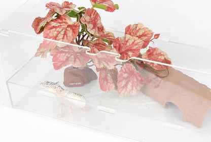 Reptile Fake Plants Terrarium Decor fit Snake Gecko Ball Python - color: Fake Heuchera Micrantha Pink