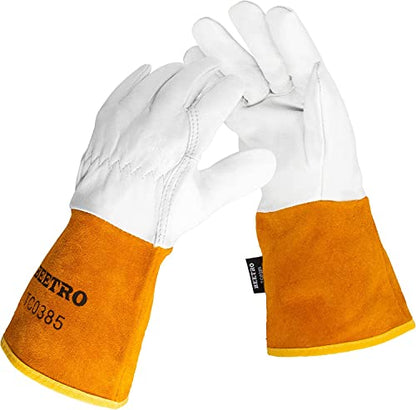 BEETRO Working Gloves 1 Pair, Tig Welding Cowhide Split Leather, Heat/Fire Resistant BBQ/Warehouse/Heavy Duty/Animal Handling Glove, Extremely Soft and Flexible - size: 1 pair