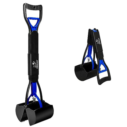 SZHLUX 28" Pooper Scooper, Foldable Dog Pooper Scooper with Unbreakable Material and Durable Spring for Grass and Gravel, Blue - color: Blue, size: 28 inch