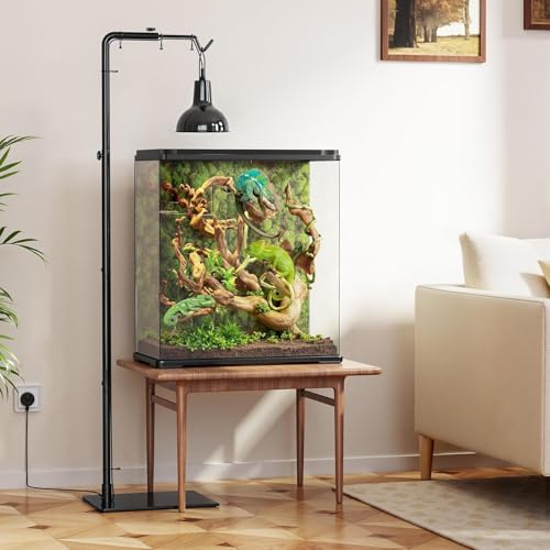 Reptile Heat Lamp Stand, Adjustable 21"-62"H Light Holder, Heavy Base | Heavy Duty, Wide Compatibility for Bearded Dragon, Turtle, Snake, Lizard, Terrarium Tank or Aquarium Use - size: 62" Height