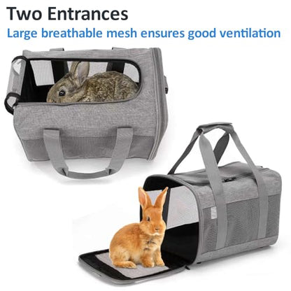kathson Small Animal Carrier Bag, Guinea Pig Rabbit Travel Carrier Breathable Mesh Window Pet Portable Hand Bag for Hamster Bird Bunny Bearded Dragon Kitty and Etc (Grey) - size: 15.0"L x 9.8"W x 10.2"H