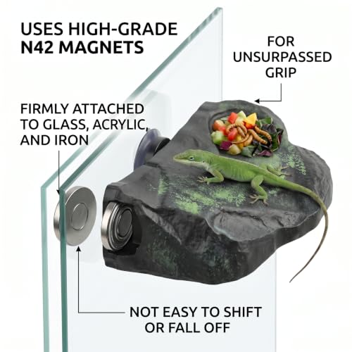 Magnetic Reptile Ledge, Large Magnetic Rock for Geckos, Tree Frogs & Lizards, Climbing Resting Decor, Green, 15.5x9.7x5.4 cm