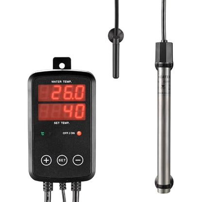 Titanium Aquarium Heater 1000W, Submersible Fish Tank Heater with Digital Display Temperature Controller, 0℃-40℃ Adjustable, Fast Heating for 150~200 Gal Saltwater Freshwater, MX-9029(1000W) - size: 1000W