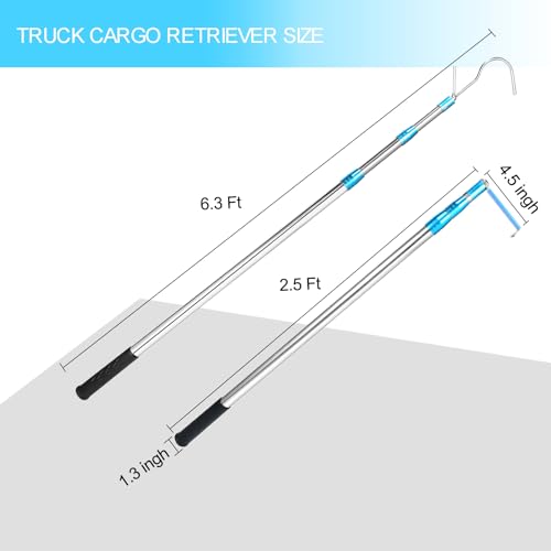 Truck Cargo Grabber Pickup Truck Bed Cargo Retriever, 6 Ft Cargo Bar Extendable Pickup Hook, Truck Bed Accessories (Blue) - color: Blue