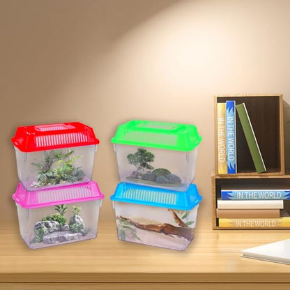 20 Pack Plastic Fish Tank, Small Reptile Terrariums Carrier Cage | Tarantula Enclosure Snake Breeding Case, Mini Fish Box for Pets, 5.9" x 3.5" x 4.3", Fish Bowls