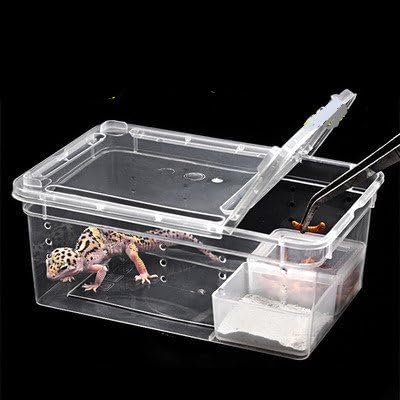 Hypeety Reptile Breeding Box Clear Plastic Enclosure Terrarium for Reptiles | With ventilated lid, portable transport container, pet feeding/hatching, for lizard/turtle/spiders/geckos/frog, 7.4x4.1x2.9''