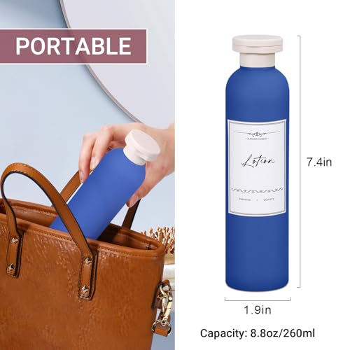 Travel Shampoo Bottle, Empty Plastic Squeeze Bottles 8.8oz with Flip Cap, Lotion Container for Toiletries Travel Size Shampoo and Conditioner - color: Blue