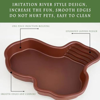 Reptile Habitat for Turtle Salamander Bearded Dragon Lizard Gecko | Water Pool for Turtle Bathing Pool, Accessories & Enclosure for Frog Snake, Food Feeding Bowl, Tweezers & Bath Tub Set