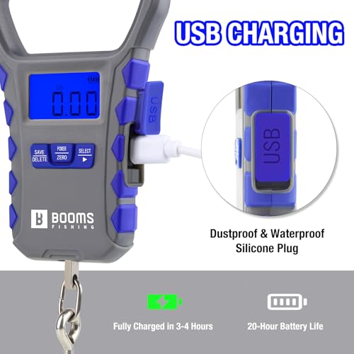 Booms Fishing Digital Fish Scale: 65lb Capacity, USB Charging, XW50 | LCD Display, Waterproof, 8 Memory Storage, Ergonomic Handle, Luggage Scale, Potrable Carry Fishing Accessory - size: Only scale