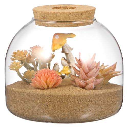 Toddmomy Glass Terrarium Jar with Stopper 5.90In Small Hydroponic Plant Container for Home Office Micro Landscape Decorative Ecosystem