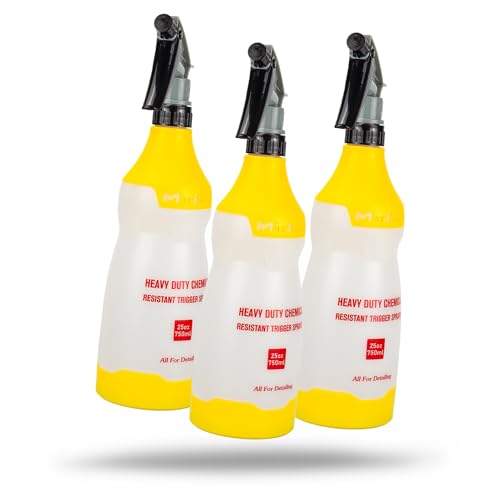 Maxshine Heavy Duty Spray Bottle – 25oz Chemical-Resistant Detailing Sprayer with Adjustable Nozzle & Ergonomic Trigger for Car Cleaning, Garage, Home (Yellow [Set of 3]) - color: Yellow [Set of 3]