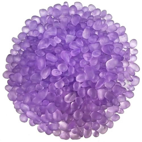 0.88LB Light Purple Fish Tank Gravel Aquarium Glass Stones Glass Pebbles Aquarium Gravel Rocks Fish Tank Rocks, Beads Pebbles Rock Sand Glass Gems Stones for Vase Filler Turtle Fish Tank Decoration - color: Light Purple