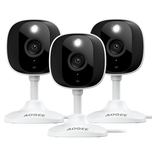 AOQEE 2K Security Camera for Indoor/Outdoor, Color Nigth Vision, C1 3Pack | Plug-in Cameras for Home Security with Siren, AI Detection, Instant Motion Alert, White Light, 24/7 TF Card & Cloud Recording - style: C1-White-3pack-2.4G