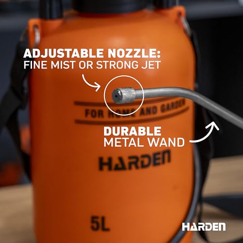 1 Gallon Pump Sprayer - Garden & Lawn Care for Weeds Stainless Steel Rod & Brass Nozzle - 1.3 Gallon Total Capacity