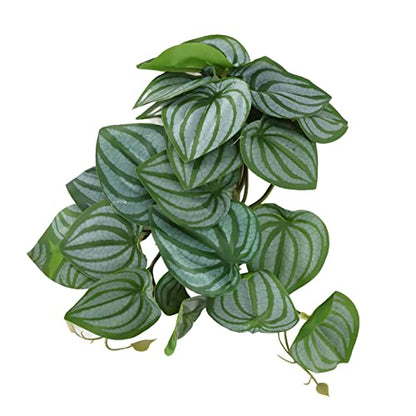 Artificial Reptile Plants with Suction Cups, Watermelon Leaves & Vines for Terrarium, Plastic Climbing Plants for Reptile Tank Decor, Habitat Accessories for Lizards/Chameleons