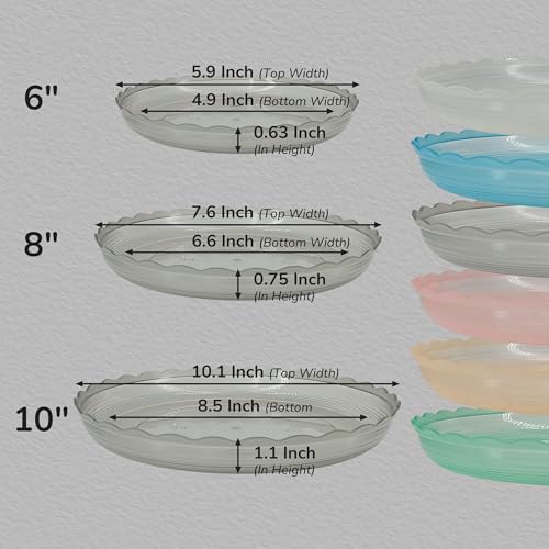 12Pcs Clear Plant Saucer, 6 8 10 Inch Durable Plastic Plant Tray, Round Plant Pot Saucers, Drip Tray for Indoor and Outdoor Garden, Grey - color: Grey(6" 8" 10")