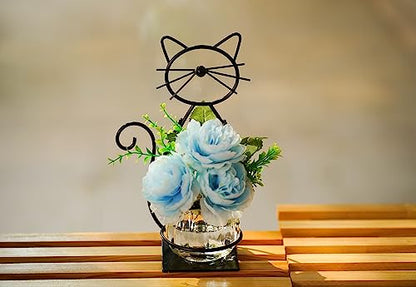WSgift Desktop Glass Planter Vase Holder, Modern Creative Cat Plant Terrarium Metal Stand for Hydroponics Plants Home Garden Wedding Decoration Outdoor Planter Ideas