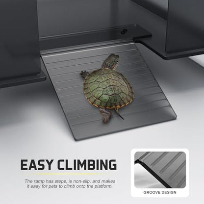Large Turtle Basking Platform, Dock & Ramp for 17-20 Inch 75/125 Gal Tanks | Extra-Large Turtle Basking Platform with Non-Slip Ramp, Fits 17–20 Inch Wide 75/125 Gallon Aquariums