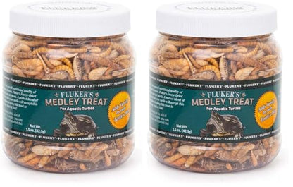 Fluker's Medley Treat for Aquatic Turtles,River Shrimp,Mealworms,and Crickets,1.5 oz,(Pack of 2) - size: 1.5 Ounce (Pack of 2)