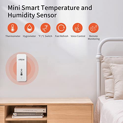eMylo WiFi Hygrometer Indoor Thermometer Room Thermometer and Humidity Meter, Mini Humidity Gauge with Notification Alerts & Data Storage, Temperature Humidity Monitors for Home, Greenhouse, Baby Room