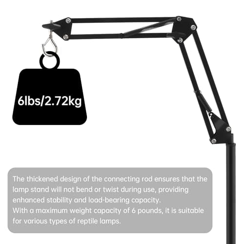RTNLIT Reptile Lamp Stand - 15.7" to 65.9" Adjustable Height | 360° Swing Arm, Metal Bracket Floor Heat Light Holder, For Bearded Dragon Lizards Turtles Snake and Chicks - size: 16-inch to 66-inch