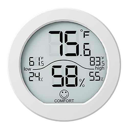 Indoor Digital Hygrometer Thermometer for Room Temperature Humidity Meter | SECRUI Thermometer Accuracy Calibration LCD Temperature Sensor with Maximum and Minimum Records,1 Pack - color: White, size: TH1x1