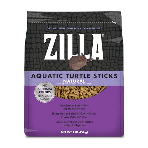 Zilla Pet Aquatic Turtle Sticks, Natural with Added Vitamins and Minerals, Nutrient-Rich Floating Food for Turtles, 1 lb - size: 1 Pound (Pack of 1)